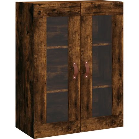 Armoire murale design intemporel rangement mural 69,5 x 34 x 90 cm en bois d'ingénierie chêne fumé (1/5)