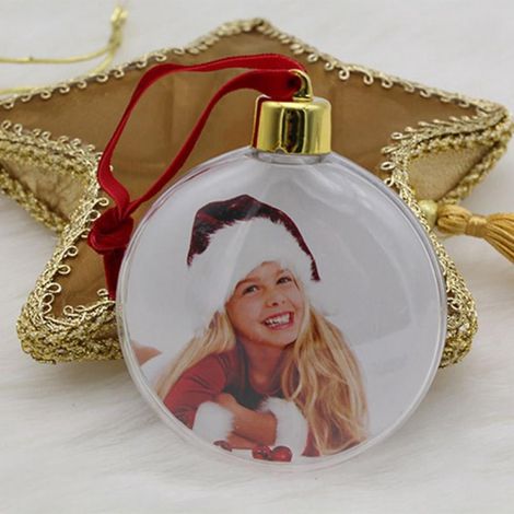 Cadre Photo Suspendu - Transparent - Forme Ronde Et Étoile - Pour Arbre De Noël Ou Décoration Intérieure - Lot De 6 Pièces (1/5)