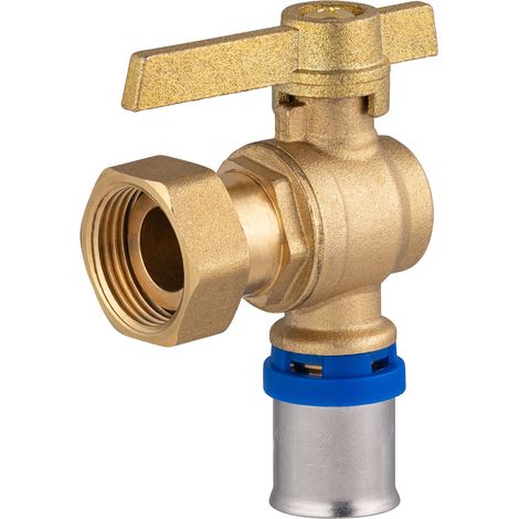 Válvula de 1/4 de vuelta en ángulo con tuerca libre multicapa para prensar QUICK PLOMBERIE H3/4 - Ø20