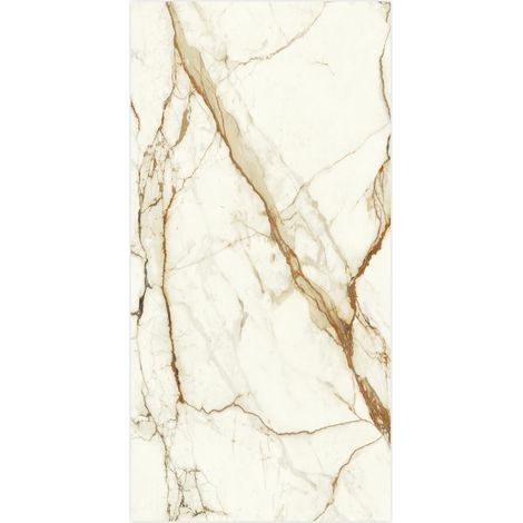 Carrelage effet Marbre Blanc Calacatta Supreme 240x120x0,9 cm Brillant Faventa - Mur intérieur (vendu par carton de 2,88 m²) - RO'MA CARRELAGE