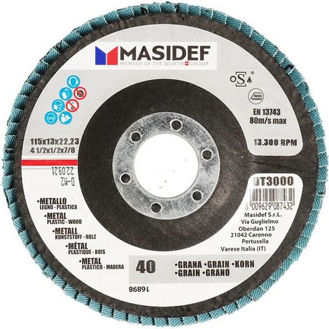 Disco abrasivo lamellare D.115x13mm gr 40 univ