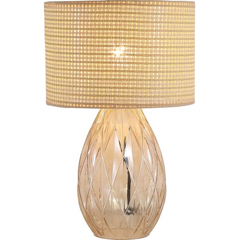 Searchlight Diane Lampe de table, verre à champagne, abat-jour en rotin 1 x E27 (1/5)