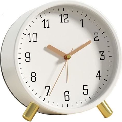 RéVeil Mode EuropéEnne Horloge de Table ÉLectronique Simple Maison Salon Chambre ÉTudiant Muet Horloge à Quartz Blanc-Ywey (1/5)