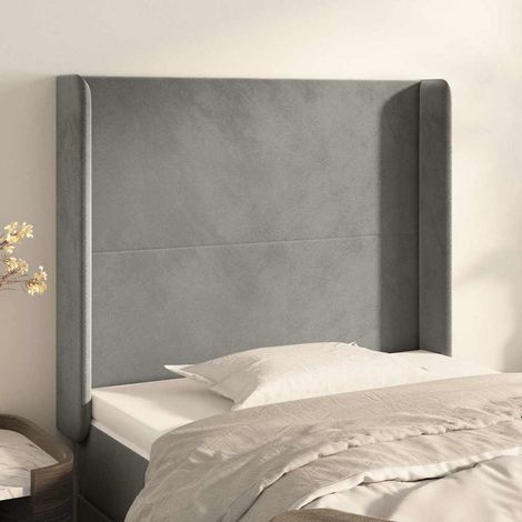 vidaXL Tête de lit avec oreilles Gris clair 103x16x118/128 cm Velours (1/5)