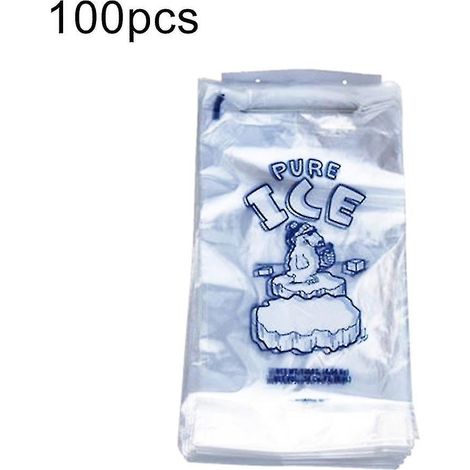 Lot de 100 sacs à glace à cordon, résistants aux perforations, jetables et recyclables, pour congélation. (1/4)