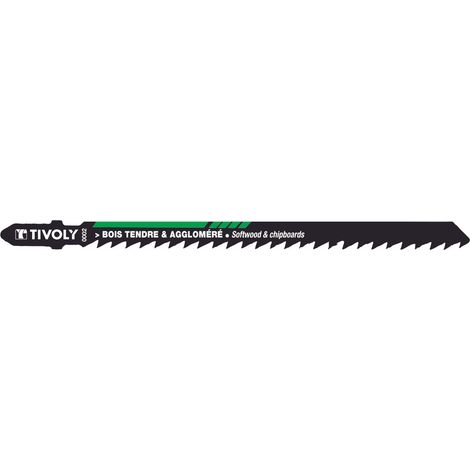 Tivoly • 2 Stichsägeblätter • Gerader Schnitt • Schneller Schnitt • T-Typ-Aufsatz • Für Spanplattenholz (1/2)
