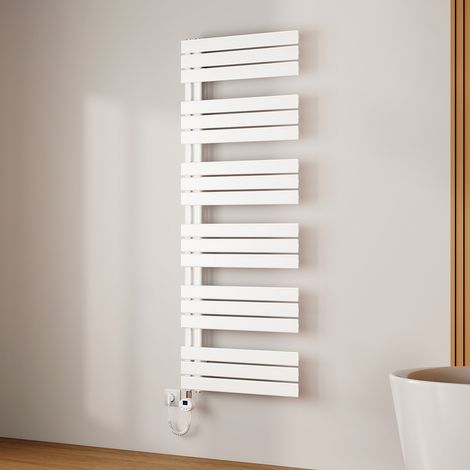 EMKE Sèche-Serviettes Électrique à Thermostat, Minuterie et Puissance Réglable, Blanc 1000W 1599x600 mm