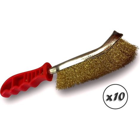 Brosse à main métallique convexe  Modèle SKRIB - Lot de 10 - Acier laitonné (1/5)