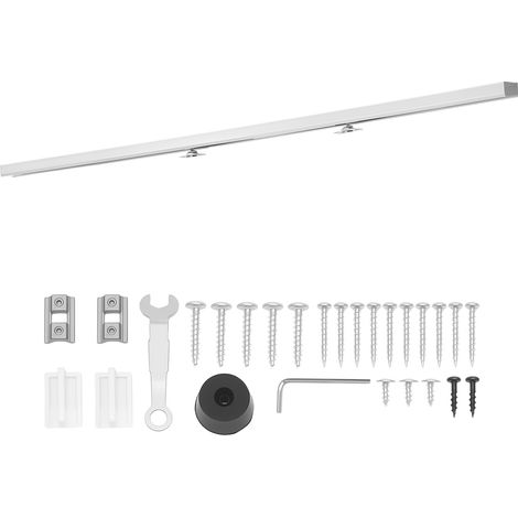 Mophorn Kit Binario per Porta Scorrevole Ferramenta per Porta Singola Lunghezza 1746 mm, Set di Ferramenta per Guida in Lega di Alluminio con Chiusura Ammortizzata per Porte a Scomparsa