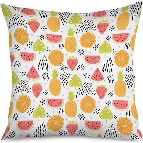 Housse de Coussin décoratif cerises kawaii, rouge vif (1/5)