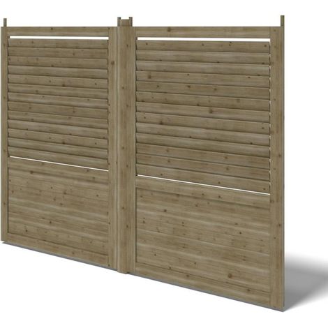 Recinto, pannello in legno con lamelle, set - impregnato in marrone - DOM703 (1/5)