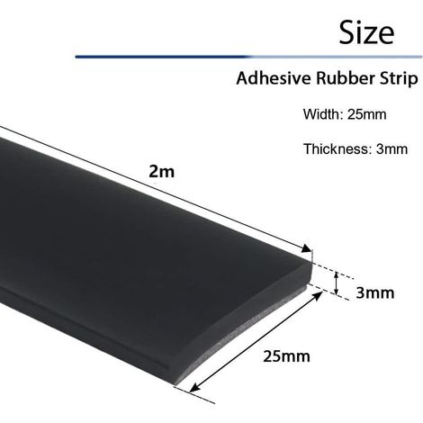 Striscia adesiva in gomma neoprene per giunti, rivestimento del pavimento, protezione, smorzamento delle vibrazioni, copertura, fai da te (25 mm × 3 mm × 3 m)