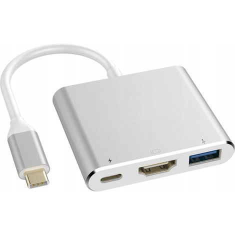 Adattatore 3 in 1 per MacBook con hub USB C HDMI + USB 3.0 + PD 4K. (1/5)