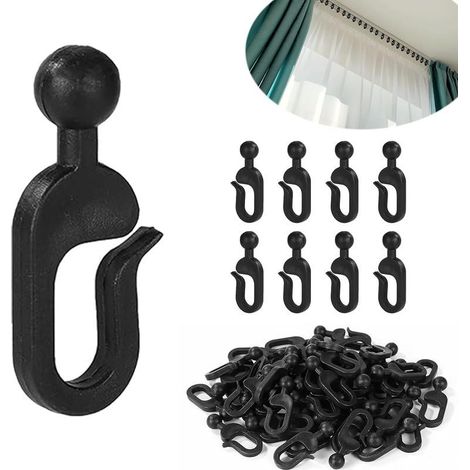 100 Pièces Crochets Rideaux Pergola, 40x18mm Noir Plastique Antirouille à Glissement Fluide, Rideau Pour Pergola avec Anneaux Invisibles - Accessoires D'extérieur Résistants au Vent pour Mousti (1/5)
