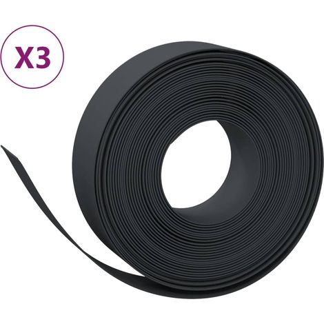 Bordures de jardin 3 pcs noir 10 m 15 cm polyéthylène