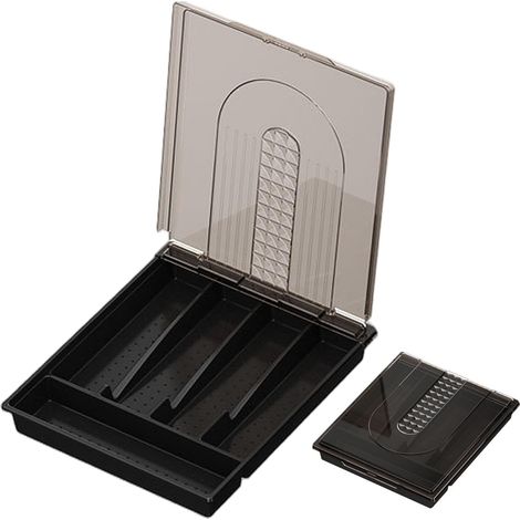 Questo portaposate con coperchio è adatto per cassetti e piani di lavoro. È realizzato in plastica e può contenere cucchiai, forchette, ecc. (1/3)