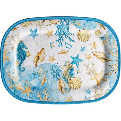 Regalo Italiano Vassoio Rettangolare Melamina Shell 43 x 332 x 2 Cm Blu 1 Pz