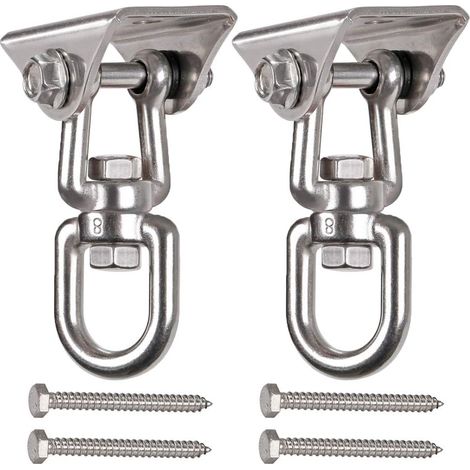 Crochet Plafond Pivotant 360° - Acier Inoxydable 304 - Pour Hammock Siège Aérien Swing Yoga - Charge Maximale 900 kg - Lot de 2