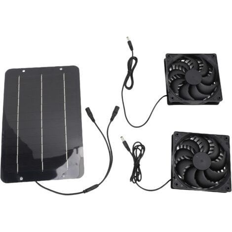 Ventilateurs d'extraction solaires doubles, kit de ventilateurs d'extraction haute vitesse et faible bruit avec panneaux solaires monocristallins, ventilateurs pour chiens, ventilateurs, ventilés, kit (1/4)