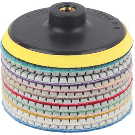 10 pièces disques diamantés ronds pour meuleuse, diamètre 100mm, set d'outils de ponçage béton (1/5)