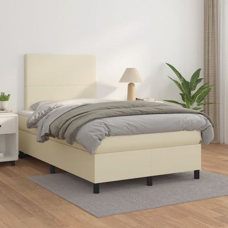 Boxspringbett mit Matratze Creme 120x200 cm Kunstleder