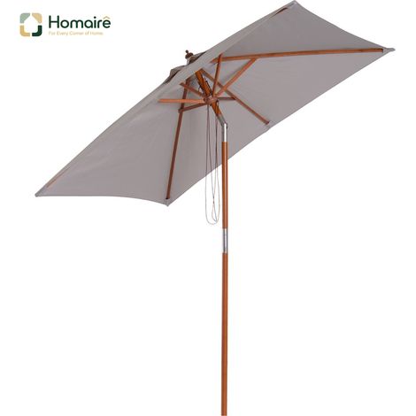 HOMAIRE Sonnenschirm Knickbarer Gartenschirm Strandschirm 3-stufig einstellbar Tannenholz+Polyester Grau