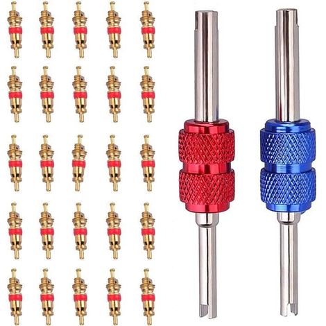 2 Démonte Obus de Valve des Pneus,20 Obus de Valve Assortiment des Outils pour Réparation de Pneu pour Vélo Moto Voiture Camion (1/4)