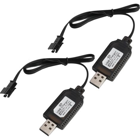 2 Pièces Câble Chargeur USB Universel pour Batteries LiPo 2S 7.4V avec Connecteur SM-3Pin, USB Chargeur Câble RC Universel, Compatible avec Voitures RC, Bateaux RC, Drones RC, Avions RC