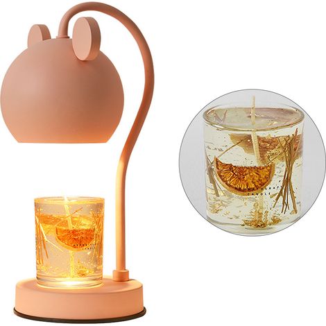 Lampe chauffe-bougie parfumée, réglable et dimmable, en fer, moderne et élégante, rose, pour bureau, prise européenne (1/5)