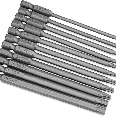 Jeu de 11 embouts de tournevis Torx extra longs (100 mm) - T6-T40 KLB (1/5)