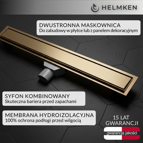 Desagüe lineal Helmken 37201803, 800x70 mm, dorado (1/5)
