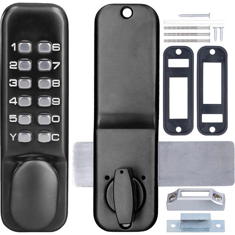Serrure a Code Mecanique, Serrure a Combinaison Mecanique avec Poignee Verrou a Code Mecanique Exterieur Digicode pour Porte Exterieur, pour Portes D'entree Maison Hotel (Noir) (1/5)