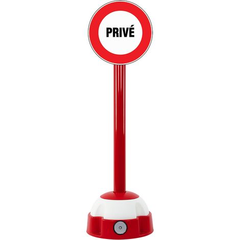 Poteau aluminium Rouge sur socle balise avec panneau - Privé - 2030304