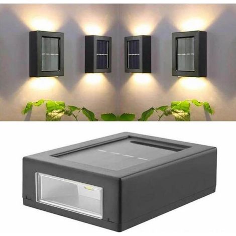 Lot de 2 lampes solaires pour façade, mur, escalier Éclairage extérieur de façade solaire noir (1/4)