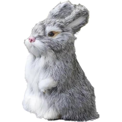 Figurine réaliste en fausse fourrure de lapin, gris (1/5)