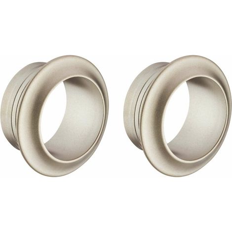 2x rosace ronde épaisseur 16mm pour serrure espagnolette à appliquer push-lock, nickelé mat (1/2)