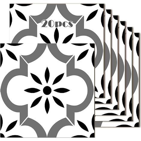 20 x Floor Tile Stickers 20 x 20 cm PVC Waterproof Removable Tile Stickers for Kitchen, Bathroom, Floor and Wall (1/5)