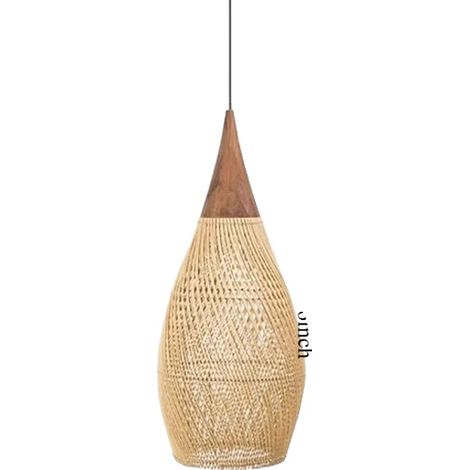 Suspension en rotin, source lumineuse LED, suspension à cordon, abat-jour beige (1/2)