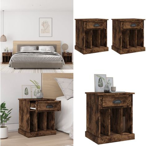 Nachttische 2 Stk. Räuchereiche 43x36x50 cm - Nachttisch - Wohnzimmer - Beistelltisch - Holzmöbel - Schlafzimmermöbel - Home & Living (1/5)