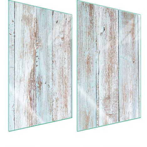 Plaque de protection en verre pour cuisine 2x35x52 bois (1/5)