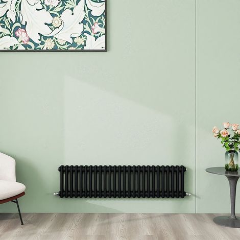 AICA 300x1190mm 2 Column Horizontal Black Radiator Central Heating Cast Iron Style