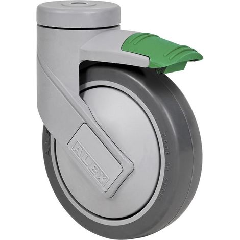 rueda giratora agujero m10 mec.dir.21hcmd125cp-pgaisb goma gris eje bolas