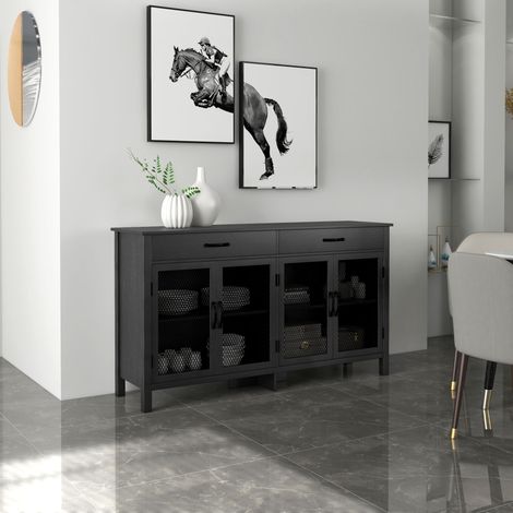 Desserte de jardin chariot pour plancha barbecue en bois avec poignée 2 plateaux et porte-bouteilles 95 x 47 x 74 cm