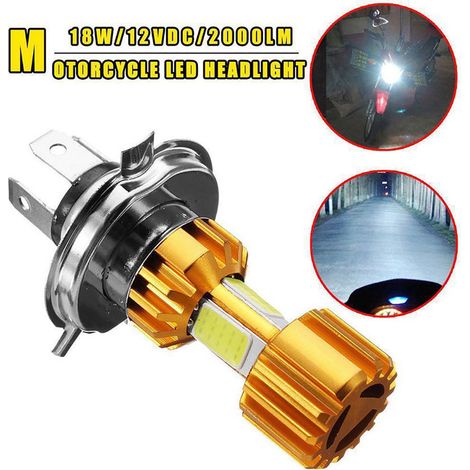 Ampoules LED H4 universelles 12V 18W COB pour phare moto, éclairage puissant DC (1/5)