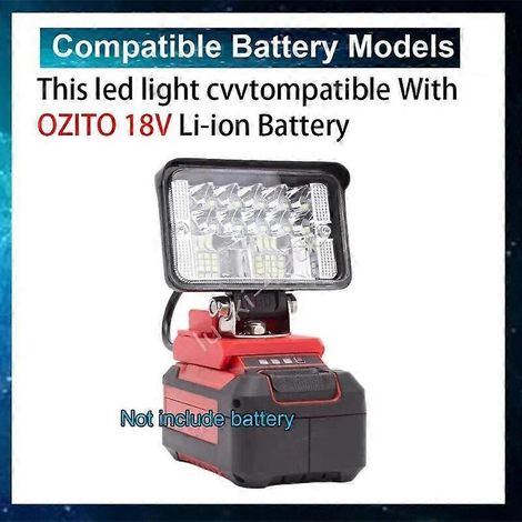 Lampe de travail LED extérieure sans fil avec port USB pour batterie Li-ion 18 V Einhell/X-Change/Ozito, puissance réelle 12 W (batterie non incluse) (1/5)