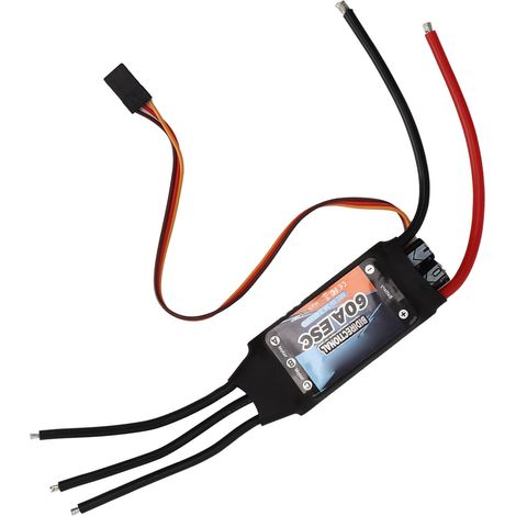 Schwarzer bidirektionaler bürstenloser 60A-Motor-Drehzahlregler (ESC) mit schneller Reaktionszeit, geeignet für ferngesteuerte Autos und Boote. (1/4)