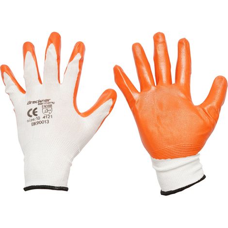 Guanti da lavoro in gomma sintetica bianco-arancio taglia 10 Breckner Germany (1/3)