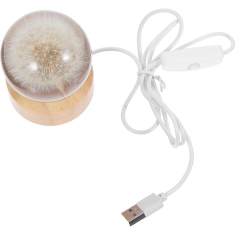 Veilleuse Boule de Cristal 6 CM avec Gravure 3D Pissenlit (1/5)