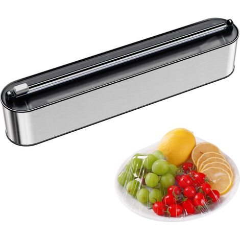 Dérouleur de Film Alimentaire et Papier Aluminium Aspect Inox - Distributeur Magnétique et Mural sans Perçage pour Rouleaux de 31 cm (1/5)