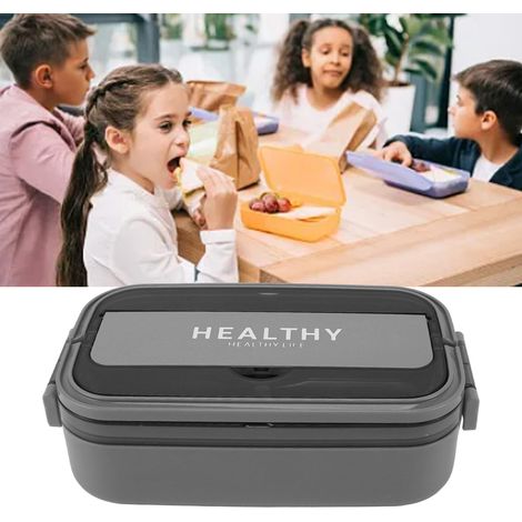 Lunchbox im japanischen Stil, entwickelt für Schüler und Büroangestellte, tragbar, unterteilt, mikrowellengeeignet, grau. (1/5)
